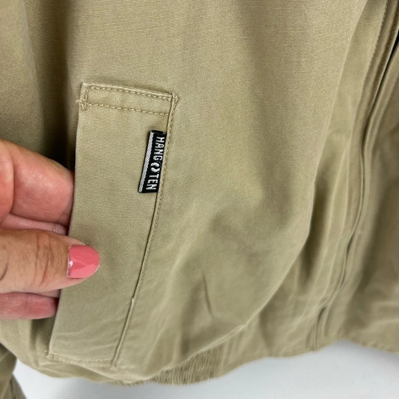 Vintage Hang Ten Men's Beige Bomber style Jacket Size L Casual Lightweight - Picture 3 of 10